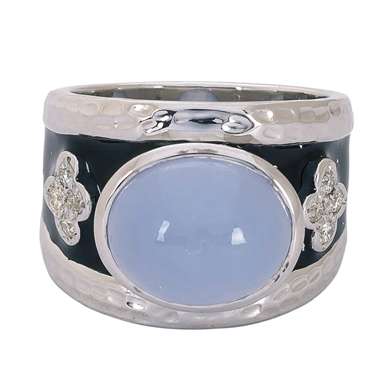 Ring- Chalcedony and Diamond (Enamel)