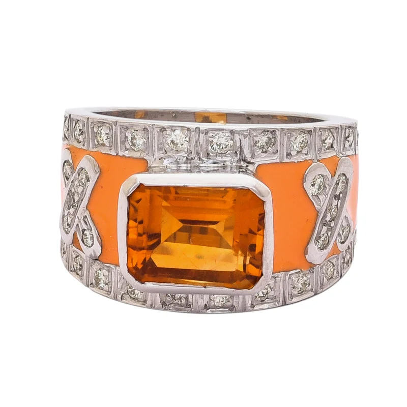 Ring- Citrine and Diamond (Enamel)