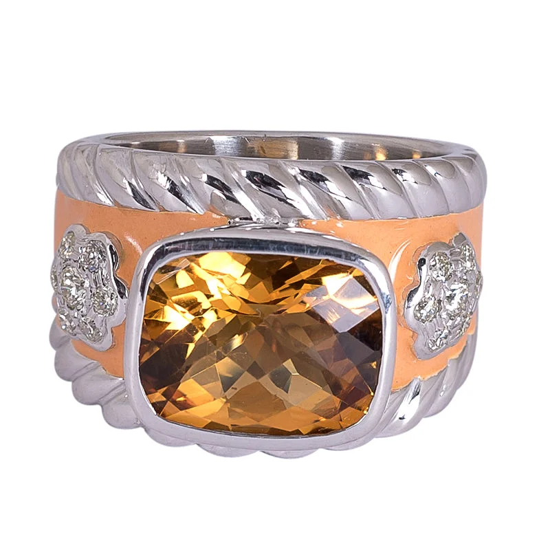 Ring- Citrine and Diamond (Enamel)