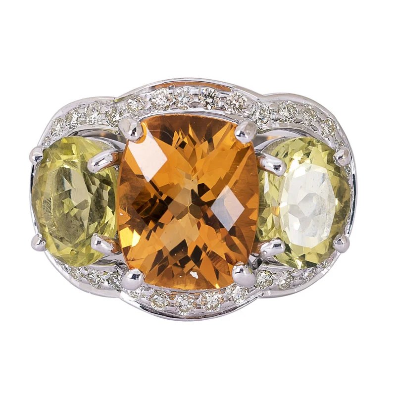 Ring- Citrine, Lemon Quartz and Diamond