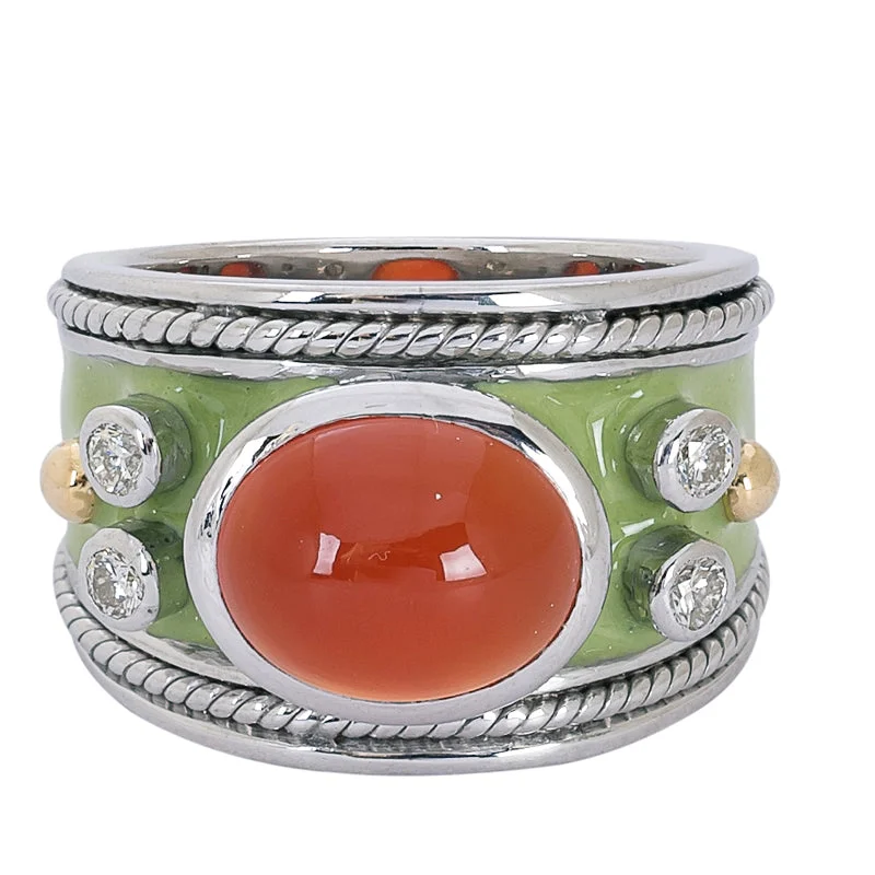 Ring- Cornelian and Diamond (Enamel)