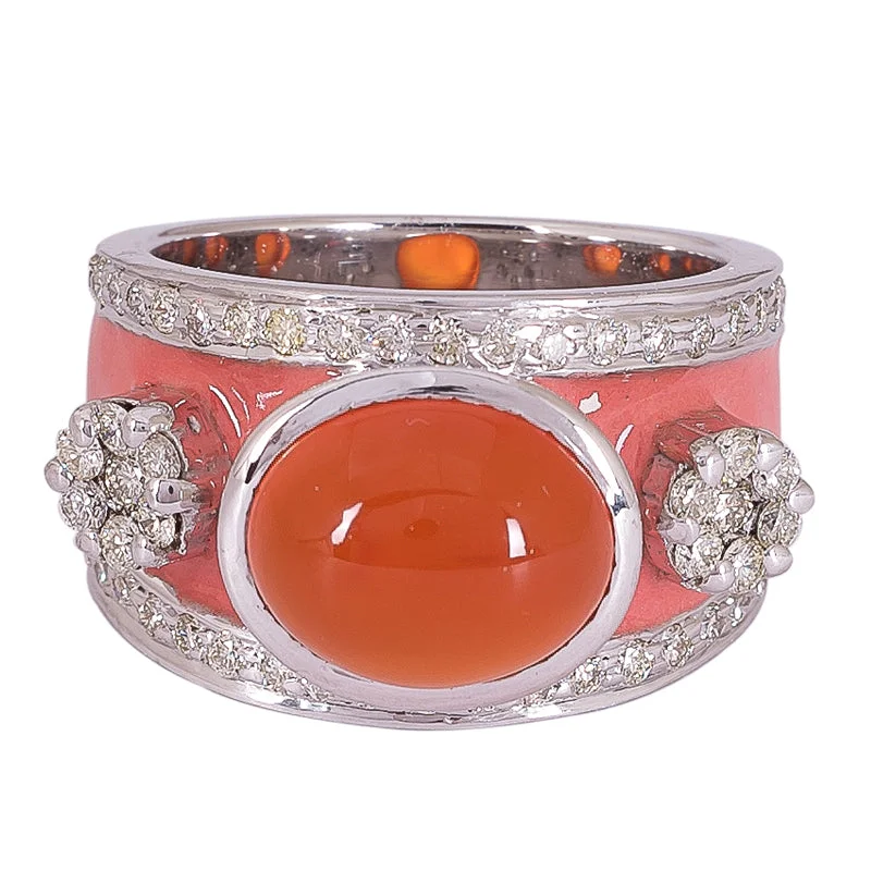 Ring- Cornelian and Diamond (Enamel)