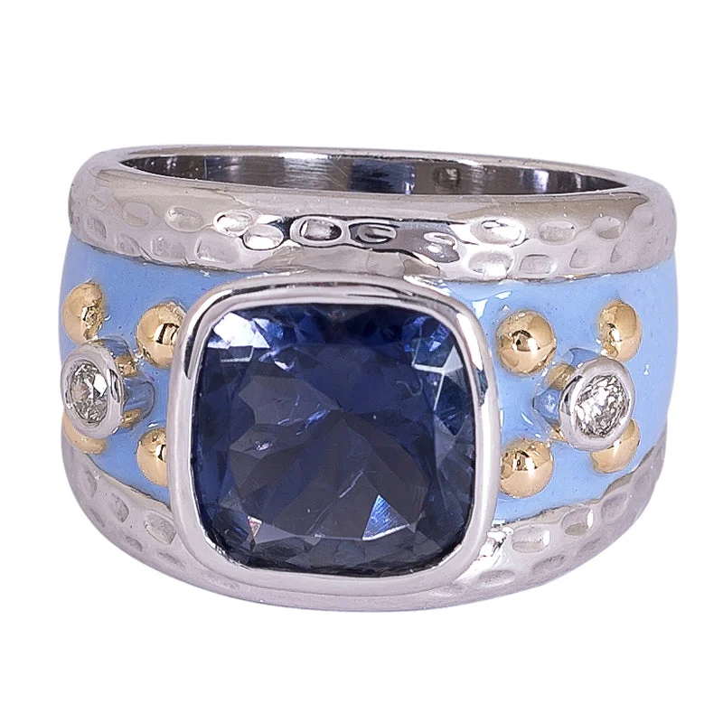 Ring- Iolite and Diamond (Enamel)