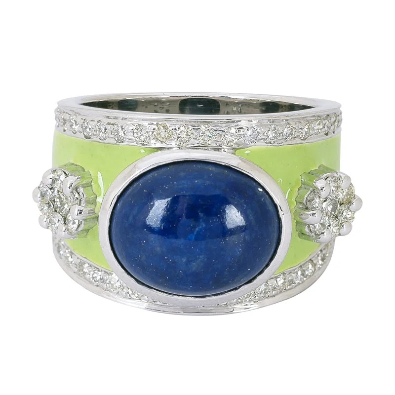 Ring- Lapis Lazuli and Diamond (Enamel)