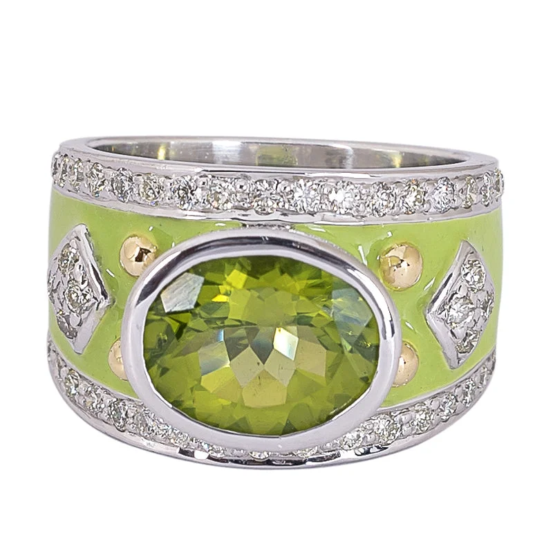 Ring- Peridot and Diamond (Enamel)