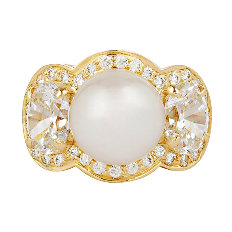 Ring - South Sea Pearl And Crystal