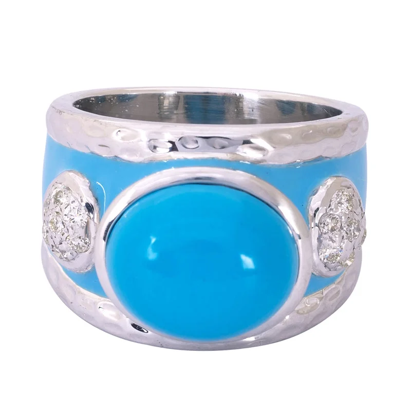 Ring- Turquoise and Diamond (Enamel)