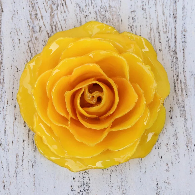 Rosy Mood in Yellow Flower Brooch